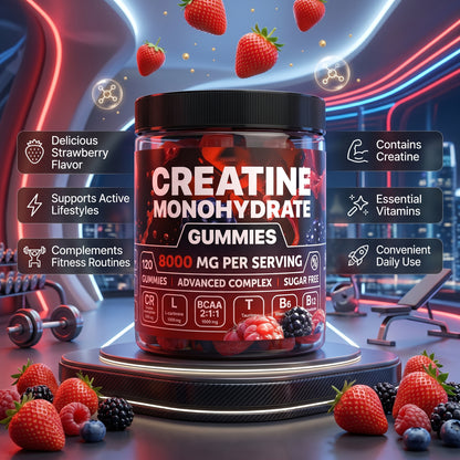 Muscle Power Gummies con Creatina y Vitaminas 💪🍓 | Energía, Rendimiento y Recuperación Muscular